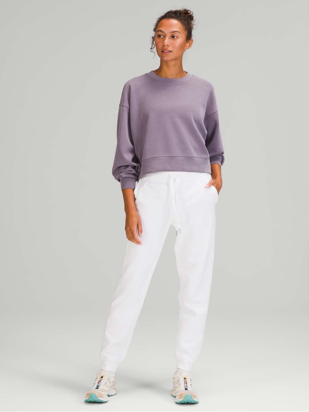 Lululemon Perfectly Oversized Cropped Crew Sweatshirt Softstreme Dusky Lavender - Picture 2 of 10